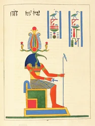 O deus Thoth, ilustração do panteão egípcio: coleção de personagens mitológicos do Egito Antigo por Jean-François Champollion, publicada em 1823-25